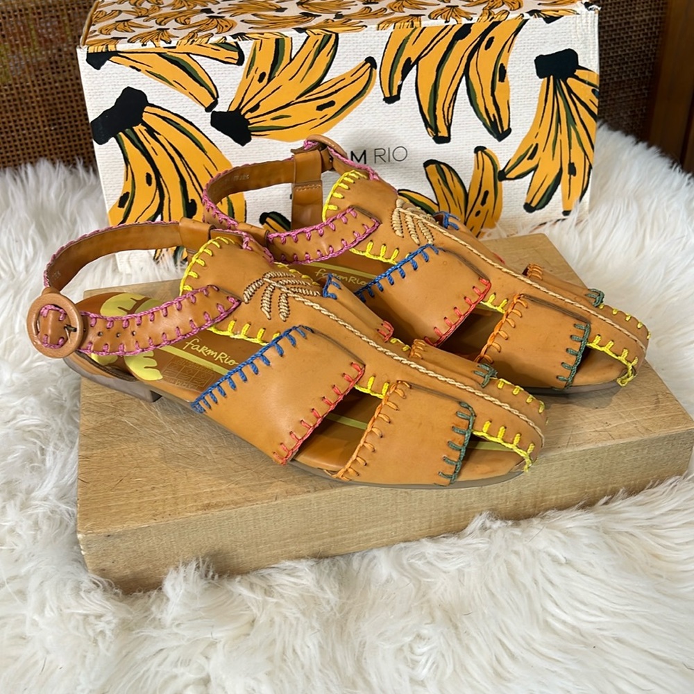 FARM Rio Caramel Palm Tree Vegan Palm Tree Sandals